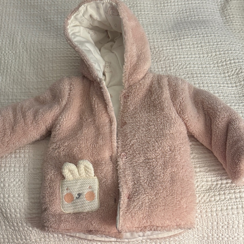 Cozy Pink Kids Jacket with Bunny Pocket
